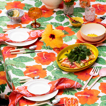 Bonnie and Neil Tablecloth | Hibiscus Red