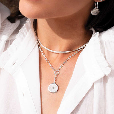 Murkani Halcyon Shield Drop Necklace | Silver