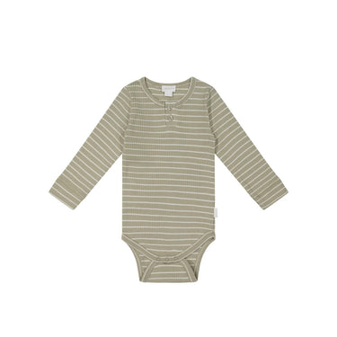 Jamie Kay | Organic Cotton Modal Long Sleeve Bodysuit | Cloud Cashew Stripe