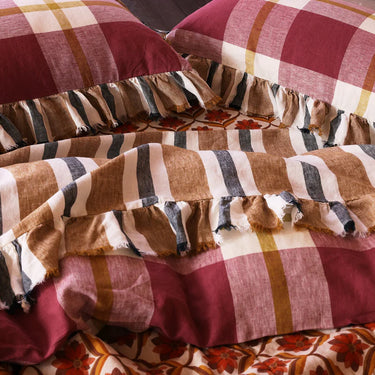 Society Of Wanderers Duvet Cover | Plum Check