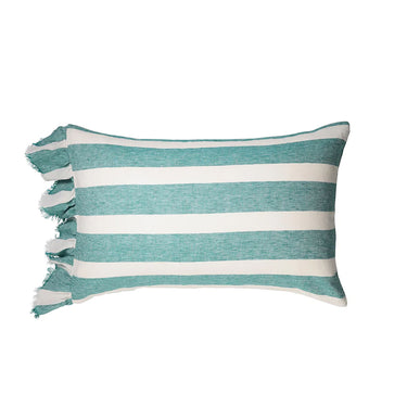 Society Of Wanderers Pillowcases | Emerald Stripe Ruffle