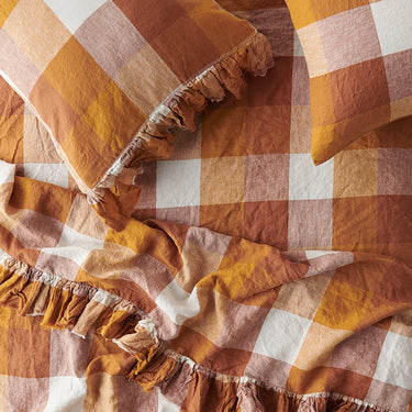 Society Of Wanderers Ruffle Flat Sheet | Biscuit Check