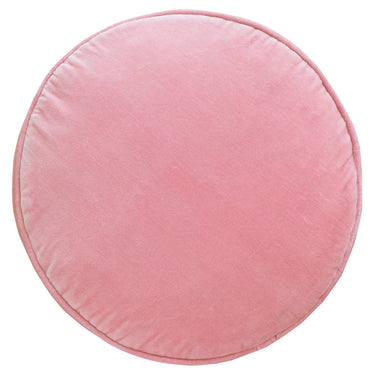 Castle Penny Round Cushion | Baby Pink Velvet