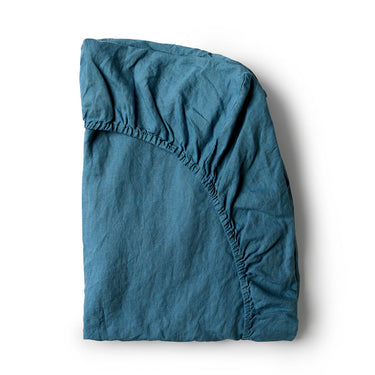 Minimrkt Linen Fitted Sheet | Legion Blue