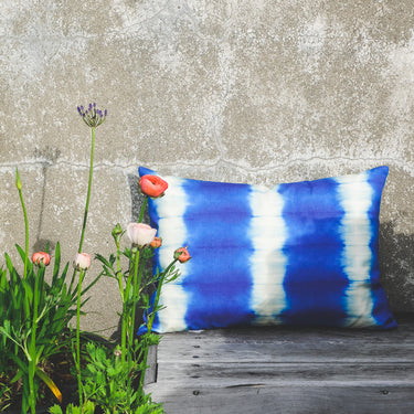 Designers Guild Outdoor Lumbar Cushion | Jaal/Savine Cobalt