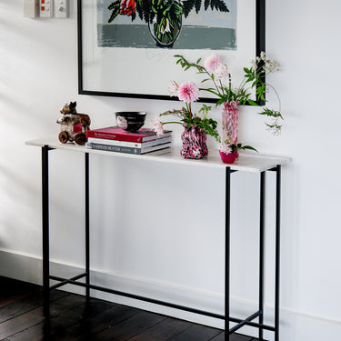 Kelburn Iron Console Table With Marble Top