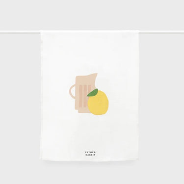 Father Rabbit Linen Tea Towel | Jug With Lemon
