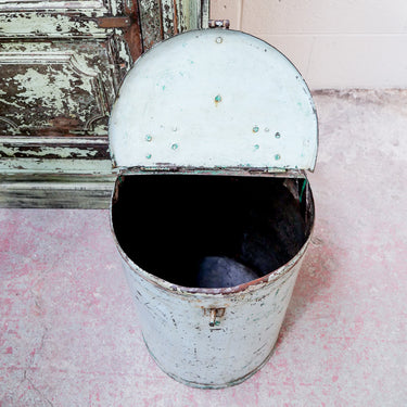 Vintage Indian Storage Drum | Sea Blue