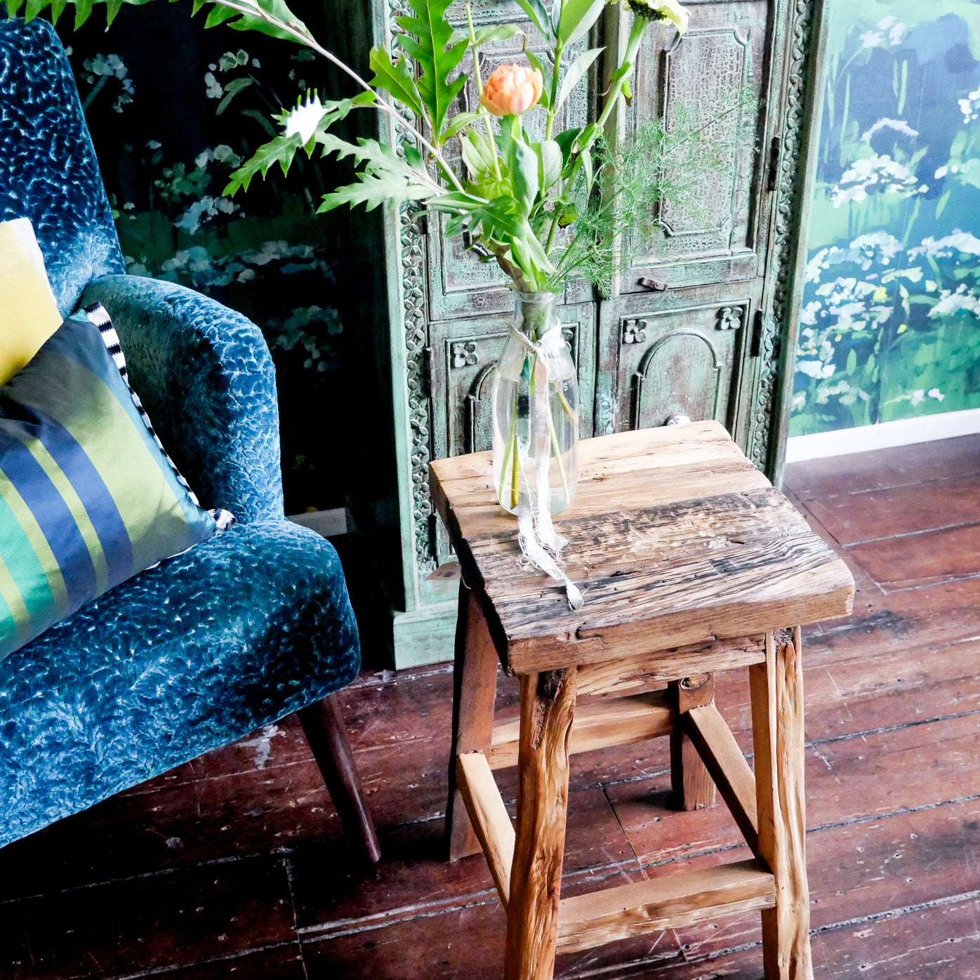 Acorns Stool Vintage Indian Stool | Mysuru | Buy Furniture Online | Small Acorns NZ