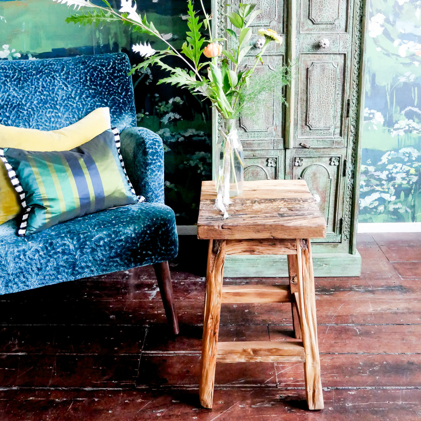 Acorns Stool Vintage Indian Stool | Mysuru | Buy Furniture Online | Small Acorns NZ