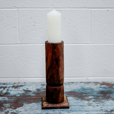 Wooden Teak Candlestick #17