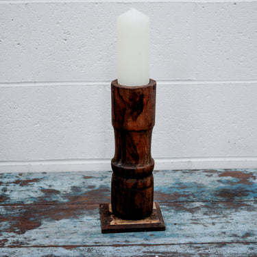 Wooden Teak Candlestick #24