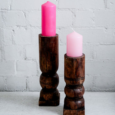 Wooden Teak Candlestick #32