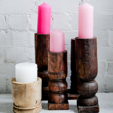 Wooden Teak Candlestick #21