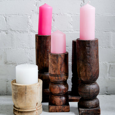 Wooden Teak Candlestick #33