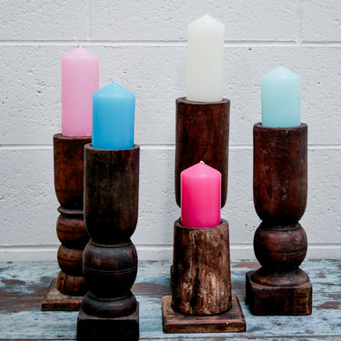 Wooden Teak Candlestick #14