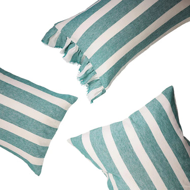 Society Of Wanderers Pillowcases | Emerald Stripe Ruffle