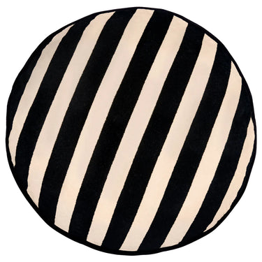 Castle Round Cushion | Black Stripe Velvet