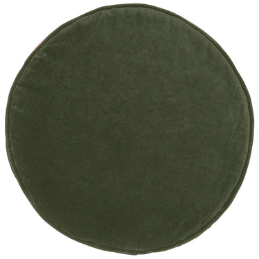 Castle Penny Round Cushion | Olive Velvet