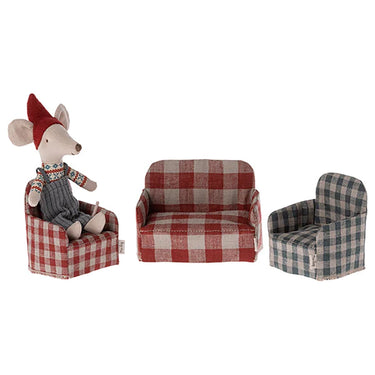 Maileg Mouse Sofa | Red Check Linen