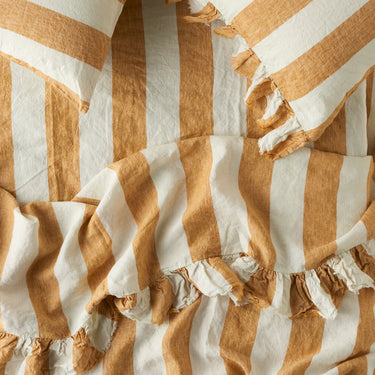 Society Of Wanderers Pillowcases | Turmeric Stripe Ruffle