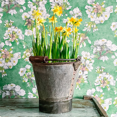 Vintage Metal Planter Bucket | Small