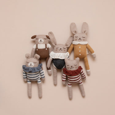 Main Sauvage Knit Toy | Teddy | Slate Striped Romper