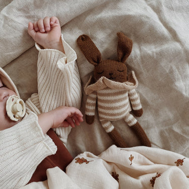 Main Sauvage Knit Toy | Bunny | Sand Stripe Romper