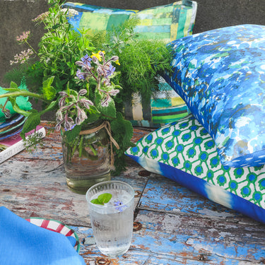 Designers Guild Outdoor Lumbar Cushion | Odisha/Cirebon Cobalt