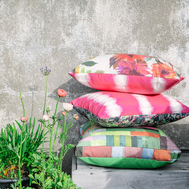 Designers Guild Outdoor Lumbar Cushion | Manchu/Savine Fuchsia