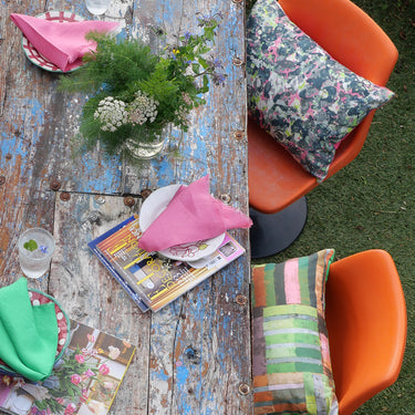 Designers Guild Outdoor Lumbar Cushion | Savine/Odisha Fuchsia