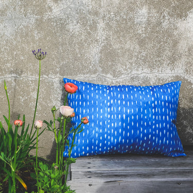 Designers Guild Outdoor Lumbar Cushion | Odisha/Cirebon Cobalt