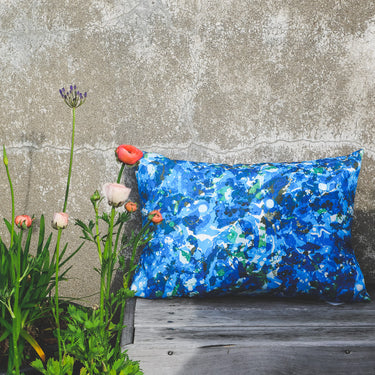 Designers Guild Outdoor Lumbar Cushion | Odisha/Cirebon Cobalt
