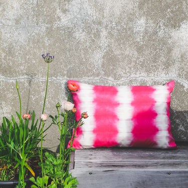 Designers Guild Outdoor Lumbar Cushion | Savine/Odisha Fuchsia