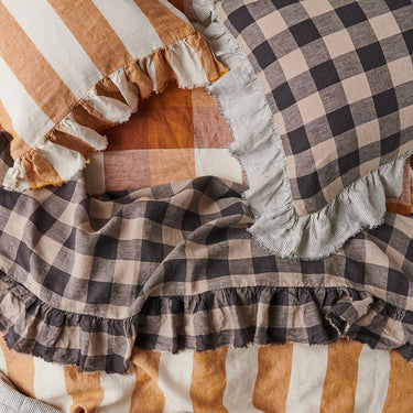 Society Of Wanderers Pillowcases | Turmeric Stripe Ruffle